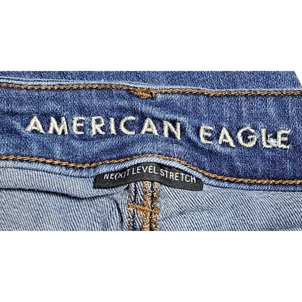 American Eagle High Rise Jegging Crop Ripped Distressed Jeans Size 00 Short - Picture 2 of 11